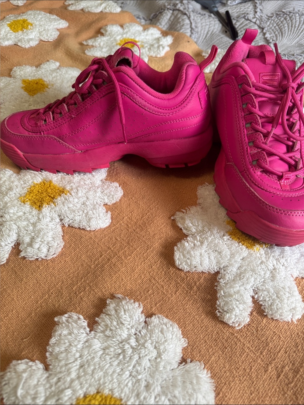 Fila Women's Bright Pink Chunky Platform Sneakers
